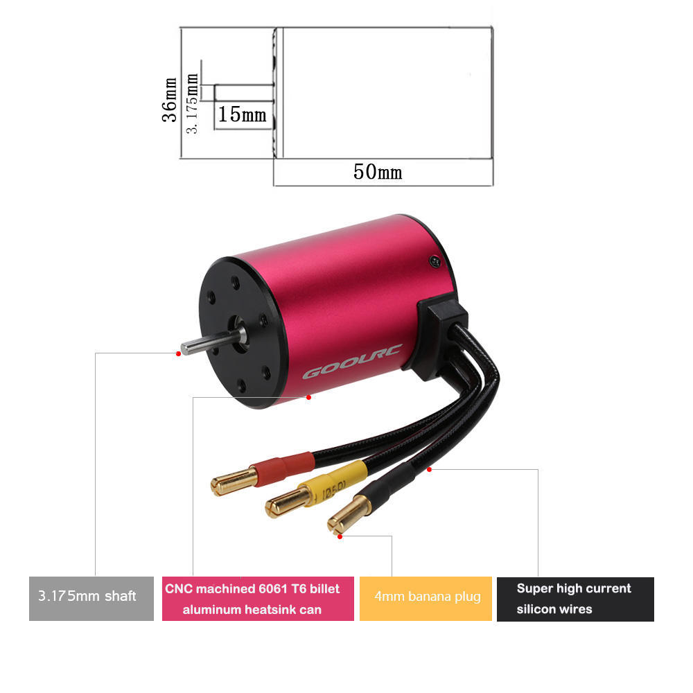 Original GoolRC S3650 3100KV 4 poler børsteløs sensorløs motor for 1/10 RC bil lastebil