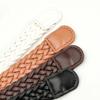 Simple Solid Color Metal Buckle No Punching Imitation Leather Woven Women Belt