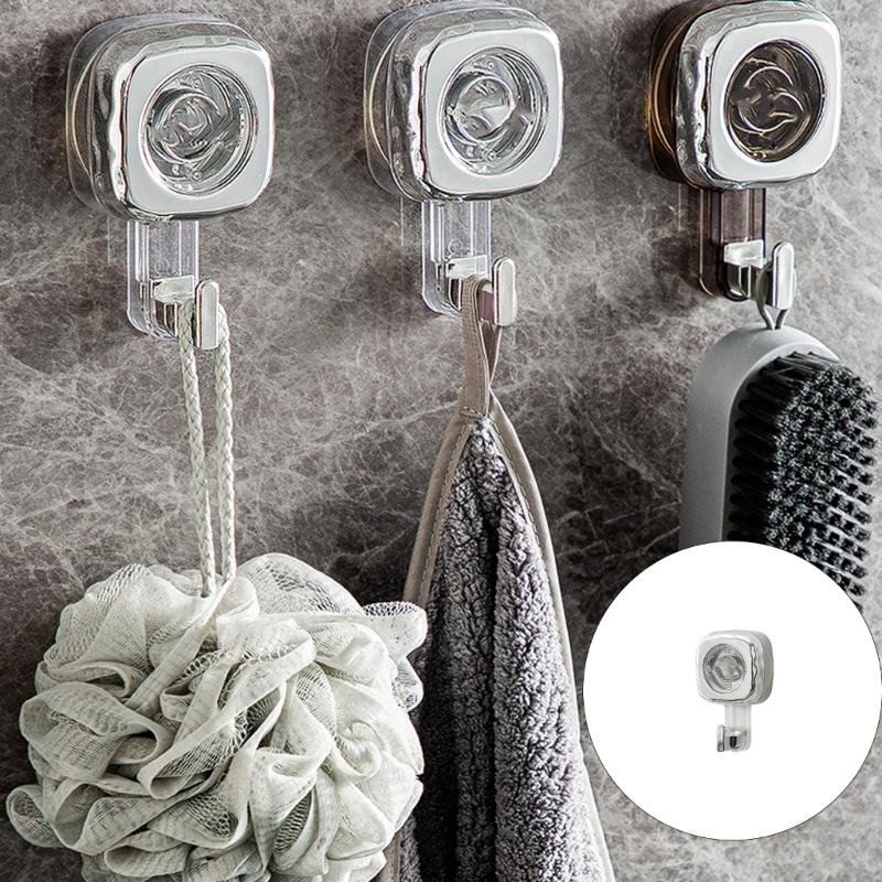 Rotating Suction Cup Hook For Bathroom Storage Waterproof ABS Materials Space Saving Removable Wall Mount