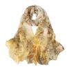 Summer Embroidered Silk Scarf Sun-Resistant Smooth Long Wraps Breathable Chiffon Bandana for Women