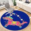 1pc Colorful Horse Ornament Chair Carpet for Office, Round Polyester Mat, Indoor Decor for Office, Easycare Fabric, Washable Non-slip Area Carpet