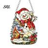 Wall Hanging Festive Art Colorful Acrylic Suncatcher, Stained Glass Style Christmas Ornaments, Santa Claus Cute Cat Ornaments Snowman Pattern