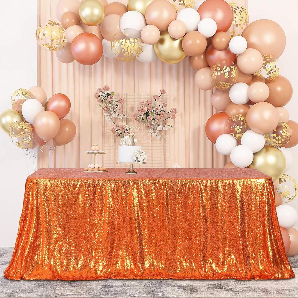 Gold Sequin Rectangle Table Cover Sparkly Fabric Table Cloth for Birthday Wedding Party Holiday Baby Shower Christmas Decoration