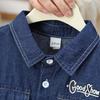 2026 Boys' Summer Denim Set: Short Sleeve Shirt & Shorts with Embroidered Letters