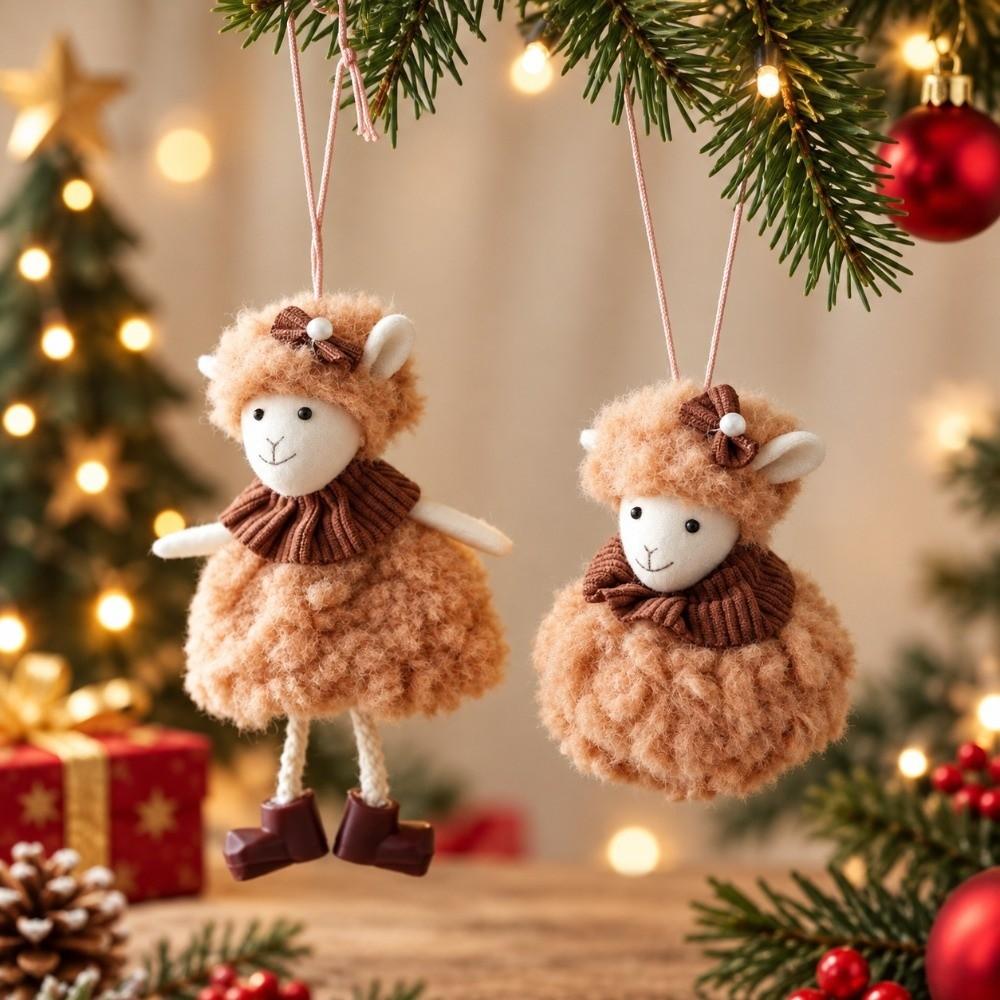 Plush Little Lamb Hanging Pendant Window Decor New Year Xmas Decoration Sheep Pendants  Christmas