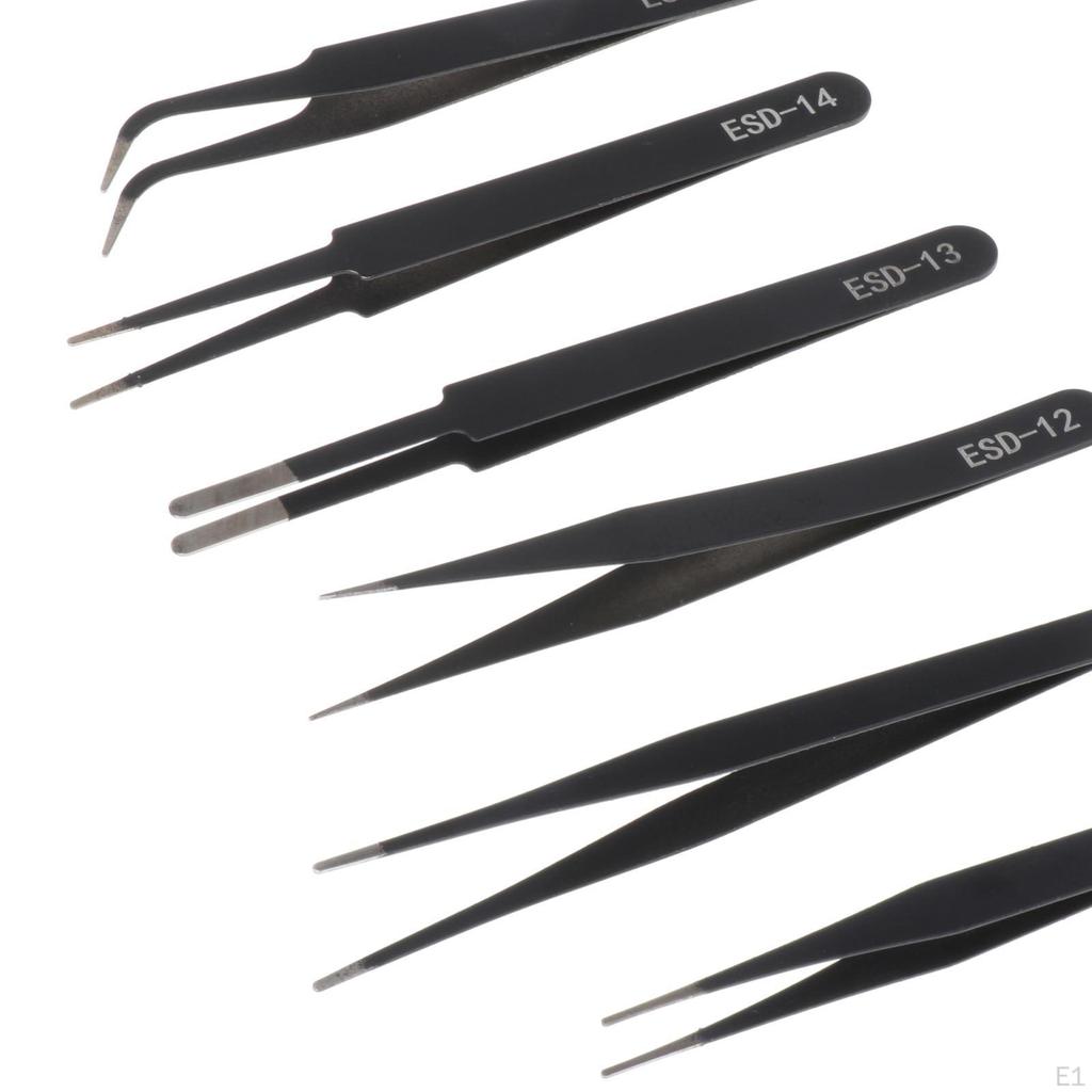 6 Pieces Craft Tweezers Set Precision Nail Decor High Industrial
