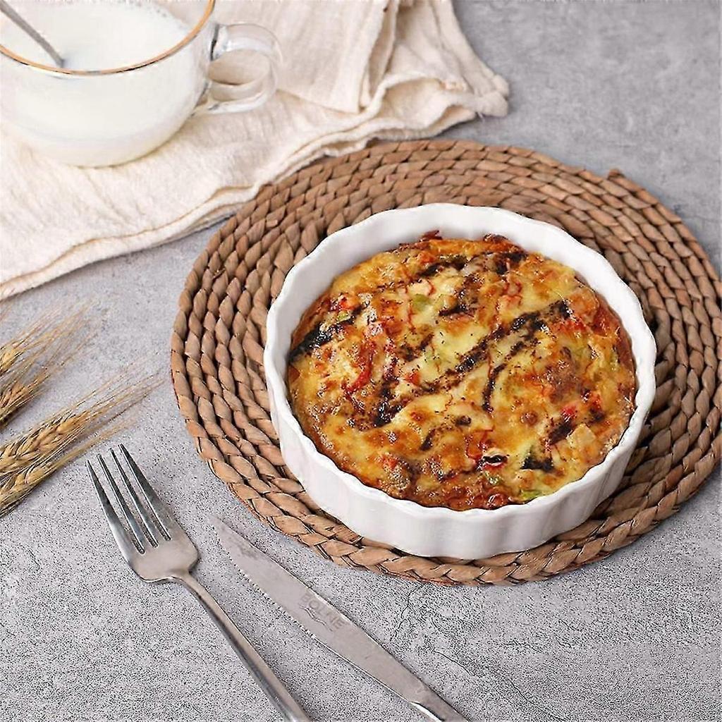 5 Oz Creme Brulee Ramekins, Round Fluted Quiche Dishes Tart Pan, Oven Safe Ramekins suitable for Baking, Souffle, Ramekins 6 Pack