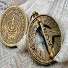 Handmade Brass Pocket Compass with Sundial – 5 cm Diameter | Royal Memorabilia | Steampunk Style | Queens Coronation Commemorative
