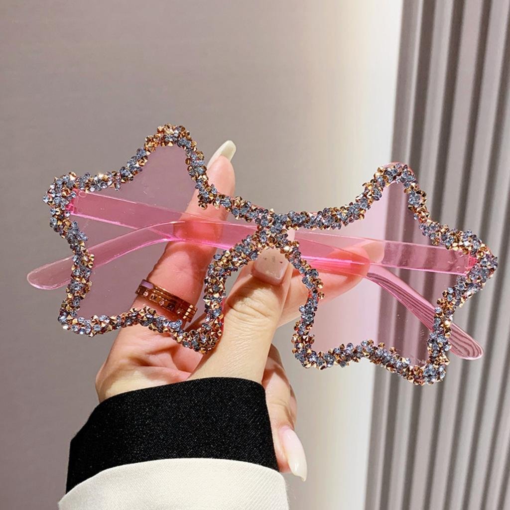 Five-pointed Star Personalized Ocean Candy-colored Sunglasses, Handmade With Rhinestones, Perfect For Photos, Clubbing, And Street .