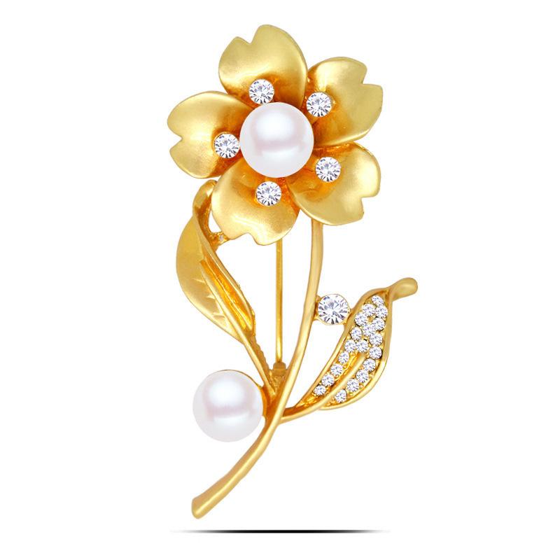 Elegant Sunflower Pearl Brooch for Women, Fashionable and Retro Brooch, Grand Rhinestone Anti-glare Pin