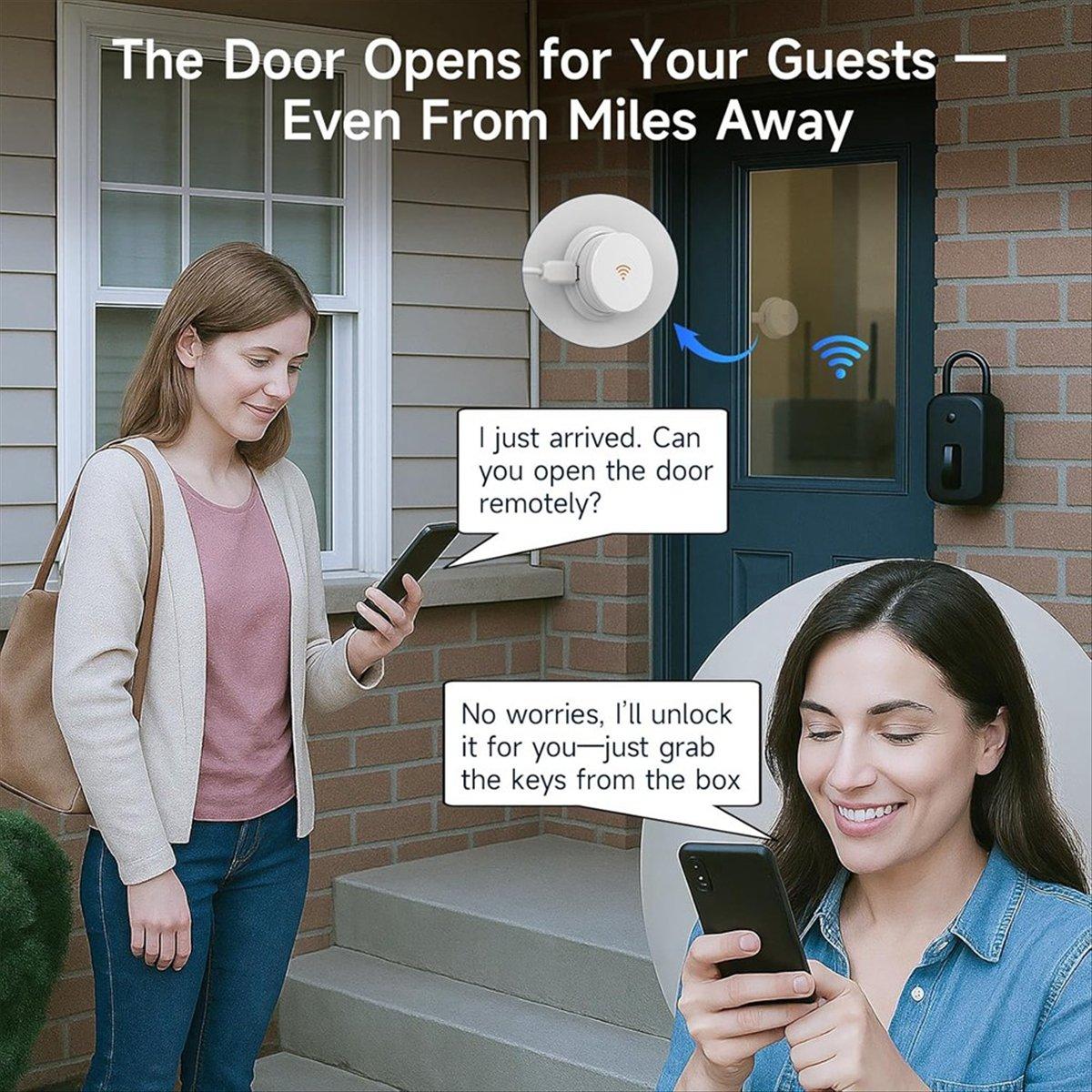 A89X W100 Smart WiFi Bridge Gateway and Door Sensor Set for WeHere Smart Lockboxes, APP Control for Home Office Security China Mainland