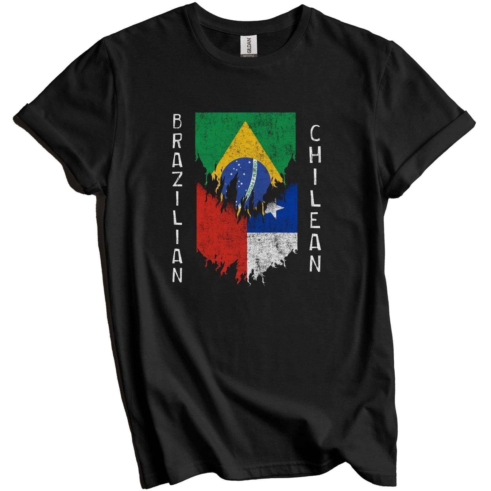 Brazilian Chilean Flags Ripped Torn Brazil Chile T-Shirt S
