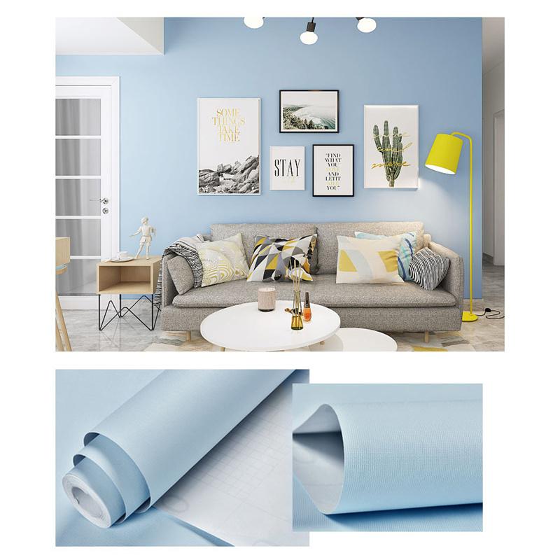 Samoprzylepna Wodoodporna Tapeta Jednolity Kolor Macaron Tapeta Sypialnia Salon Dekoracja DIY Remont Domu