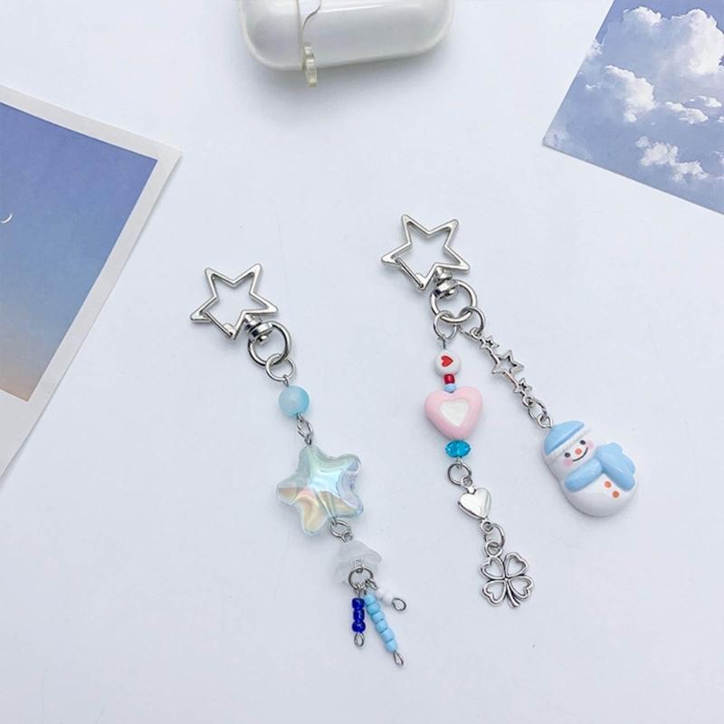 Sweet Star Heart Bead Phone Charm Straps Key Hanging Pendants Bag Decoration