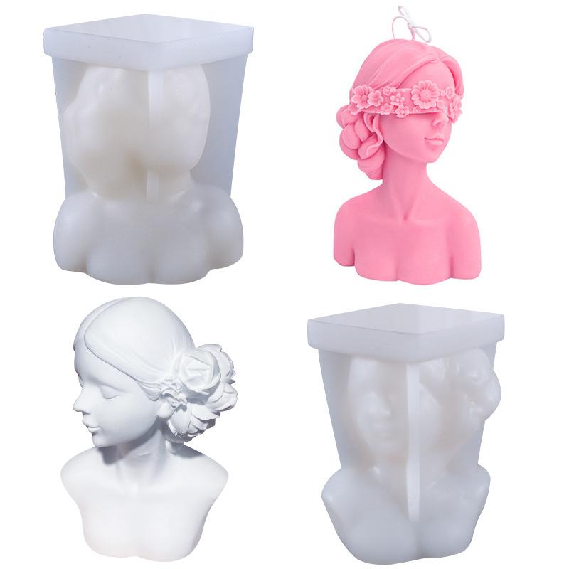 Blindfolded Girl Silicone Candle Mold DIY Rose Human Body Candle Making Aromath Soap Plaster Molds Home Decor Handmade Gifts