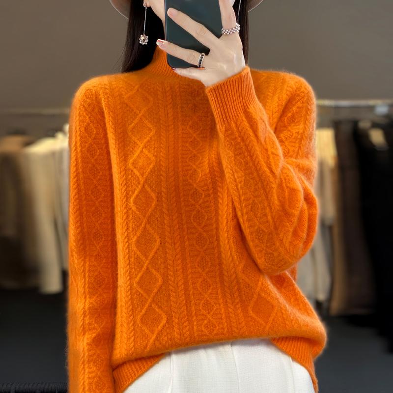 Damen Kaschmirpullover Qinghe Kaschmir 30% Kaschmir 70% Wolle warm und modisch Allrounder Herbst und Winter