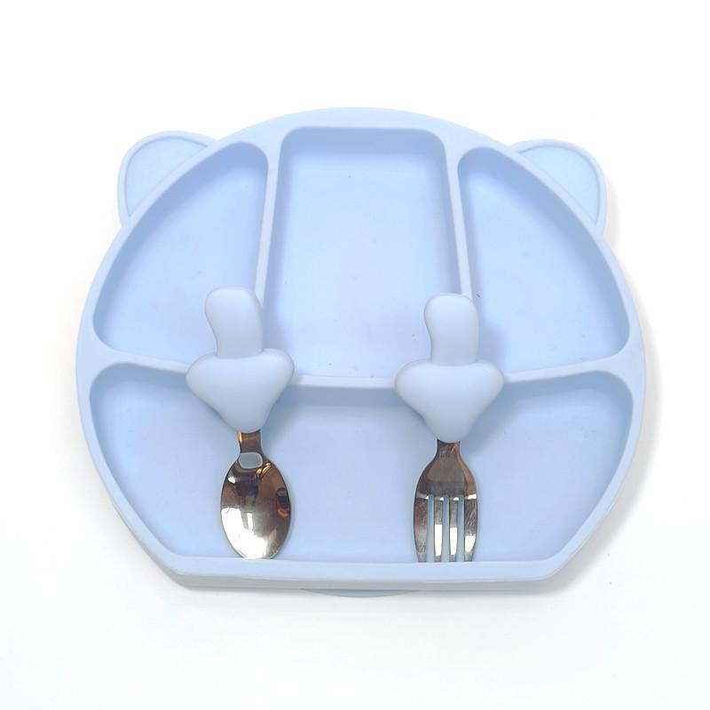 Baby Dinner Plate Infant Suction Cup Type Children's Straw Auxiliary Food Bowl Non-slip Compartmentalized