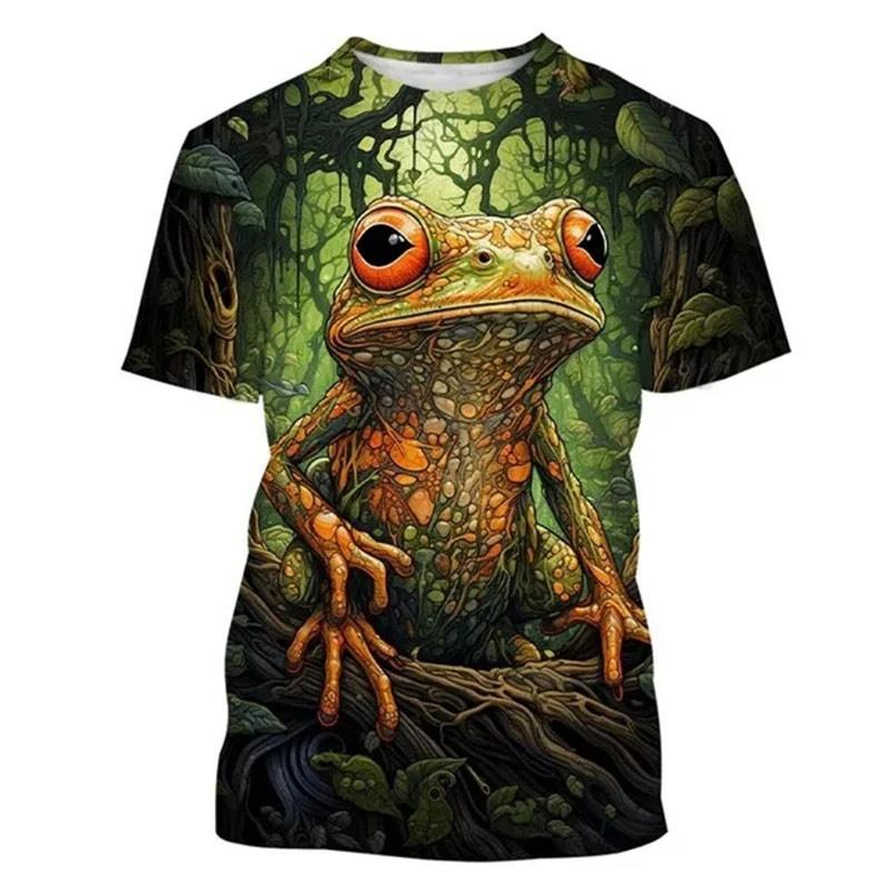 Cartoon Tree Frog Graphic T-Shirt For Men Funny Animal 3D Printed T Shirts Summer Fashion Casual Round Neck Tees Short Sleeves