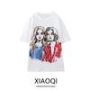 24 New Arrival Women's White T-shirt Loose Round Neck Short Sleeve Cotton Girl Print T-shirt Tops 5644826