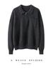 Women's Polo Neck Half-Zip Cashmere Sweater - Light, Elegant, Long Sleeve Pullover for Autumn/Winter.