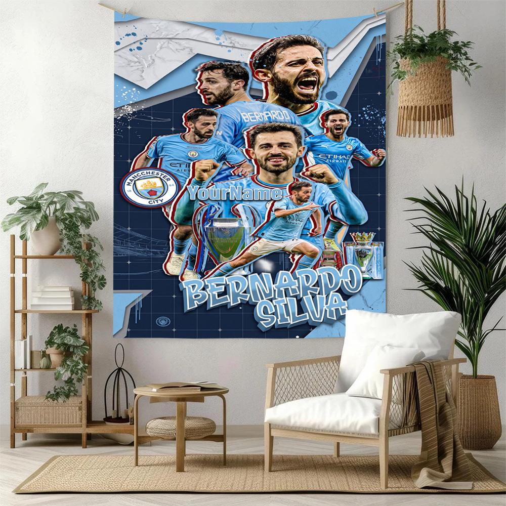 Manchester City Custom Your Name Wall Decor Tapestry Art For Pet Memorial Birthdaywedding Party Backdrop Family Gift