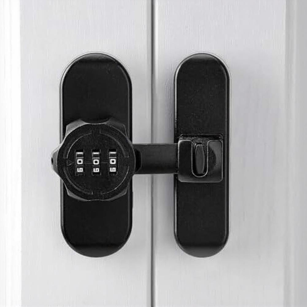 Zinc Alloy Combination Latch for Sliding Doors and Filing Cabinets Scratch Resistant Matte Black 90 mm x 70 mm x 28 mm Size