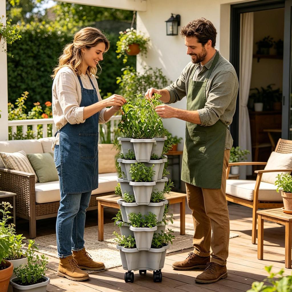 Vertical Planter 6-Tier Space Saving with Wheels Garden Towers for Vegetables for Indoor Outdoor Home Yard Patio Raised Bed