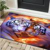 Fiery Tiger and White Tiger Rug for Bold Interior Design - Vibrant 3D Animal Art Carpet, Perfect for Gaming Room or Man Cave