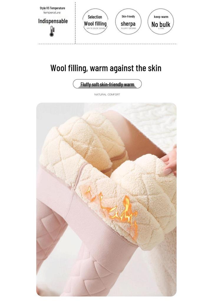 Girls' High-Waisted Thermal Wool Leggings, Thickened Winter School Uniform, Slimming Cotton Warm Pants for Teens