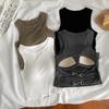 Spicy Girl Backless Camisole with Chest Pads - Round Neck Sleeveless Top for Women