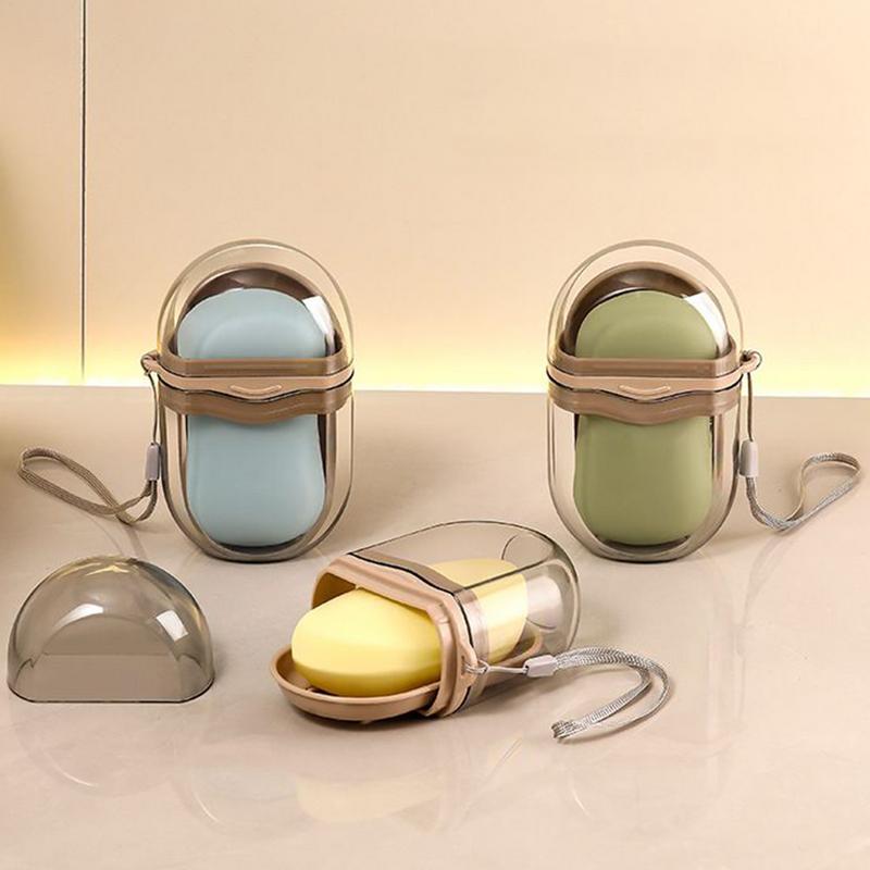 Portable Travel Soap Dish With Drain Water Bathroom Supplies Waterproof Sealed Transparent Bathroom Holders And Dispensers