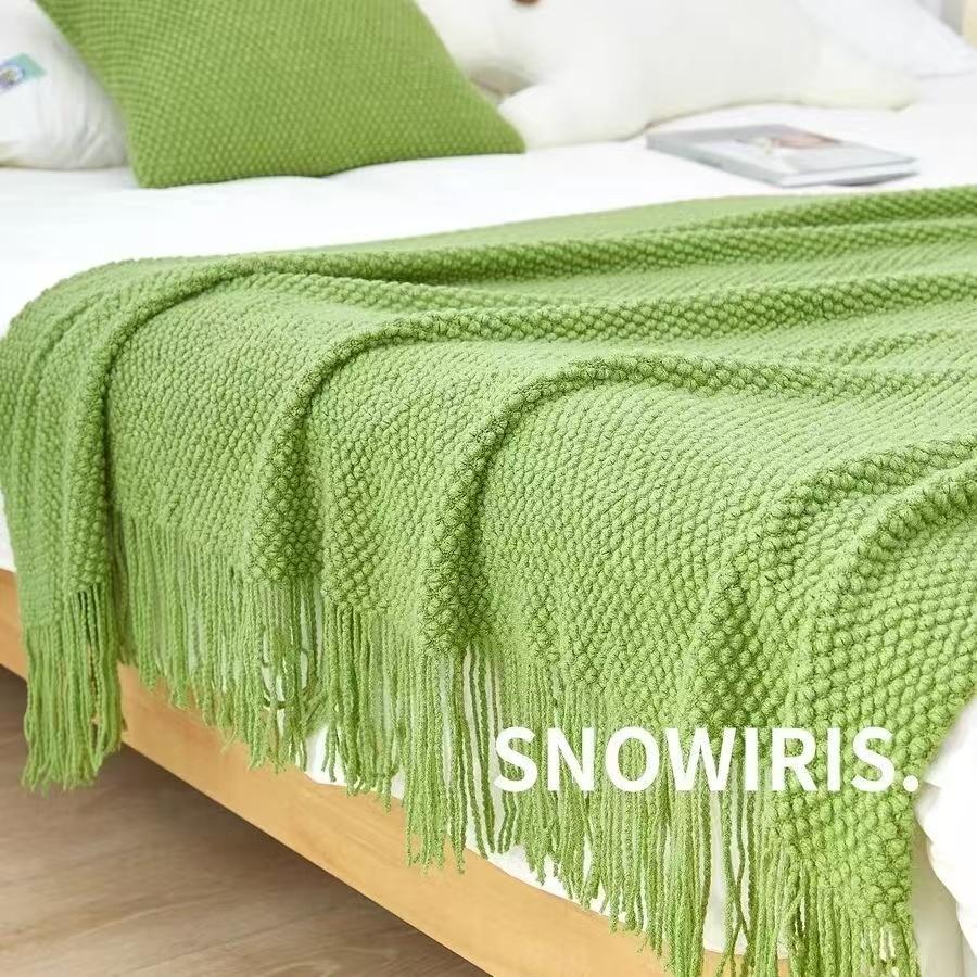 Blankets Nordic Style Hanging Tassels Solid Color Blankets Homestay Knitted Blankets Brown Coffee Sofa Minimalist Design