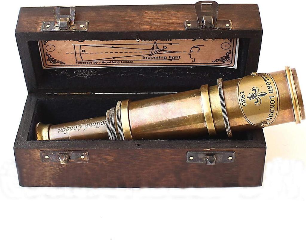 Marine Nautical Antique Vintage Solid Brass Pirate Working Engraved Telescope, Nautical Spy Glass, for Husband