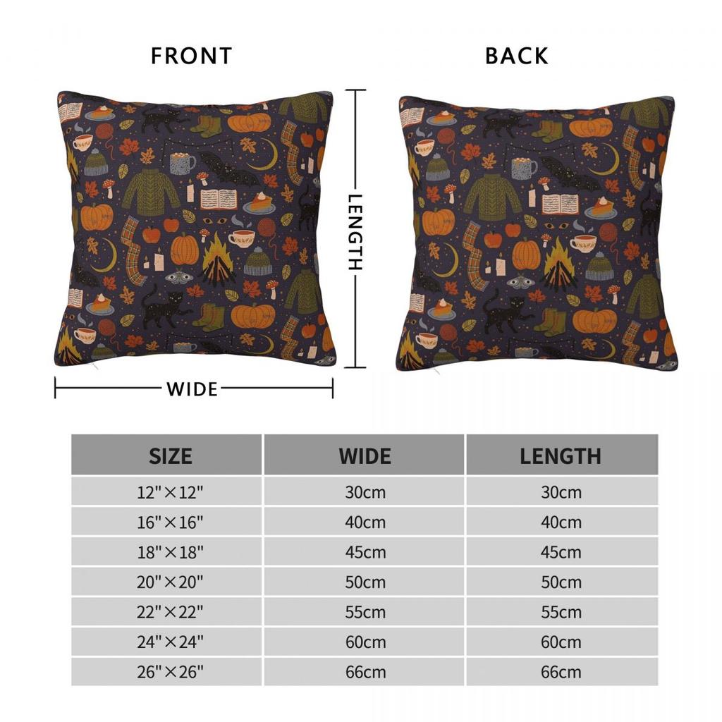 Autumn Nights Cozy Spooky Square Pillowcase Polyester Linen Velvet Printed Zip Decor Room Cushion Case 45X45