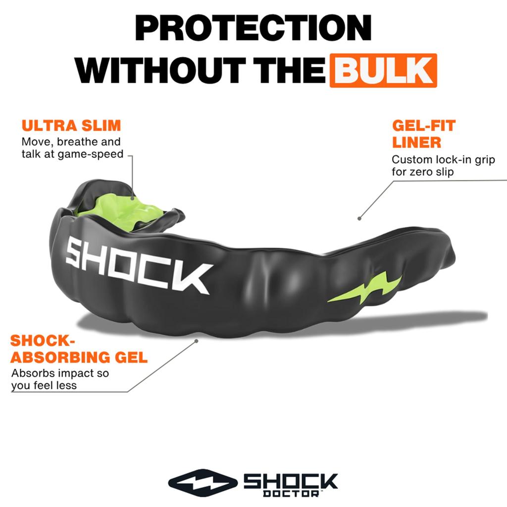 ShockDoctor Microfit Mouthguard, Molded, Protective, Thin, for Sports, Training, Martial Arts, Adults, White