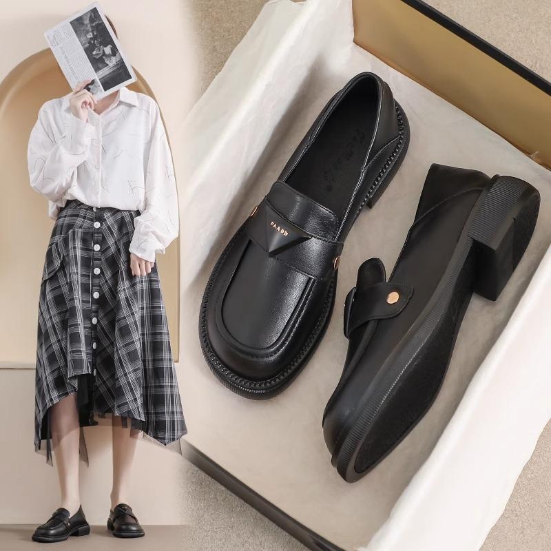 Loafers women's British style spring new black versatile and thin platform small leather shoes college Japanese jk single shoes women