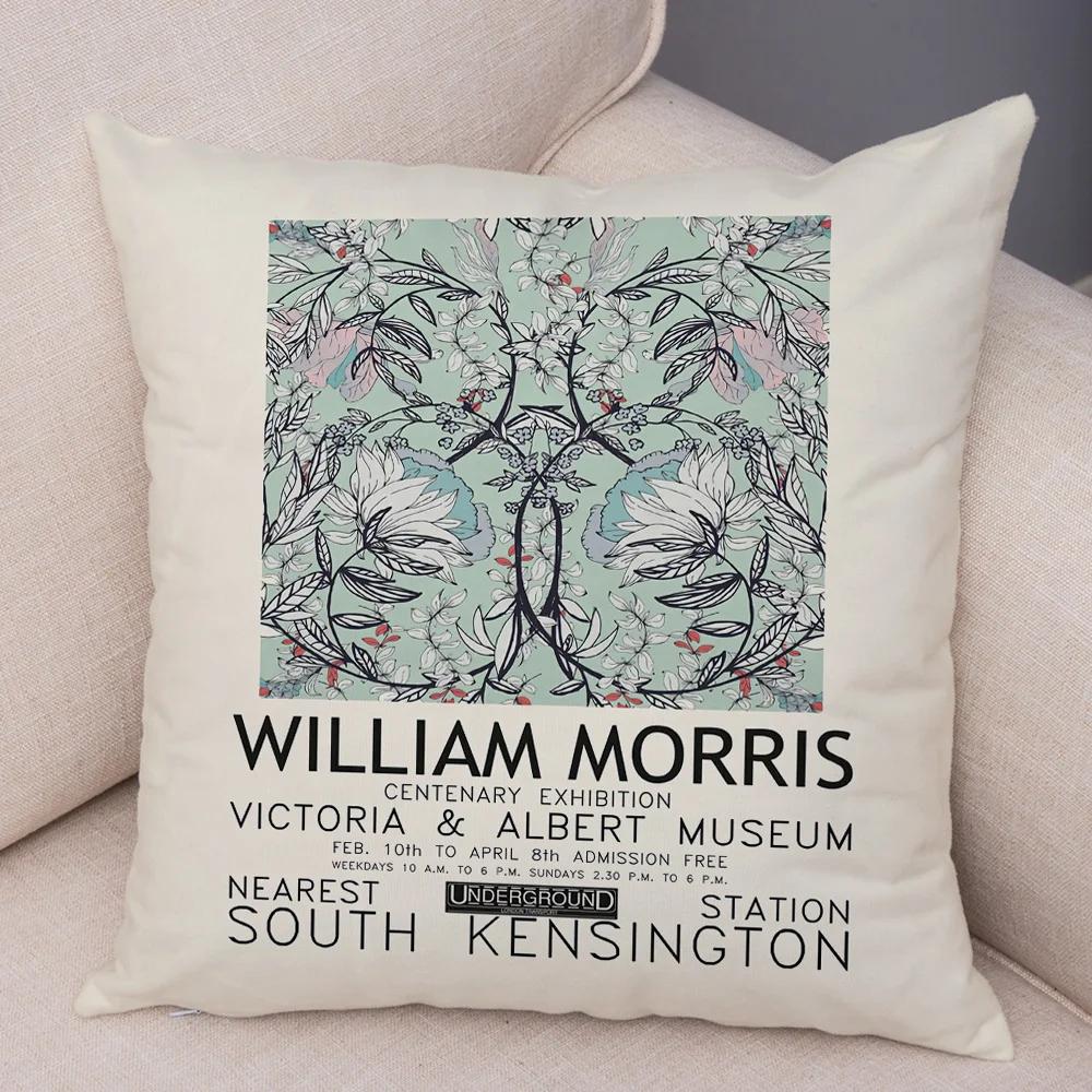 William Morriso Casual Pillowcase Double Print Decor Vintage Flower Boh Pillow Case for Sofa Car Home Plush Nordic Cushion Cover