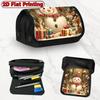 1pc Holiday Snowman Holiday Gift Design Double Layer Flip Pencil Case-2D Printing, Large Capacity Zipper Closure, Suitable for Schools, Offices and Tr