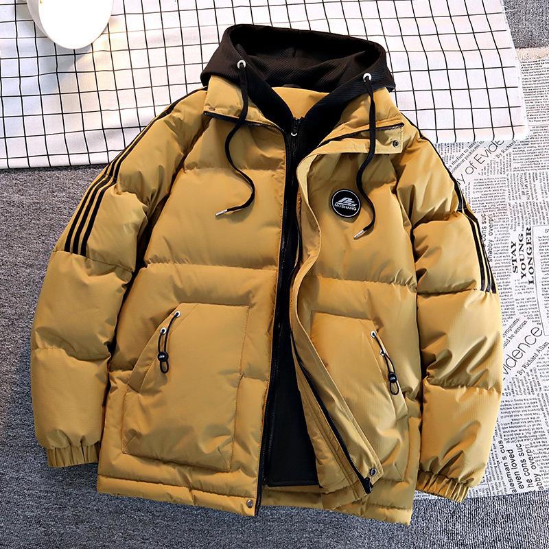 Fake Two-piece Cotton Coat for Men's Winter New Style Teenager Thickened Men's Down Cotton Coat Jacket