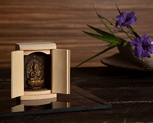 Zeku Bodhisattva, a Buddhist Statue In a Shrine (with an Antique Gold Finish) - Prayer At Kongo Sammai-in Temple, Mount Koya - Amulet and Guardian of
