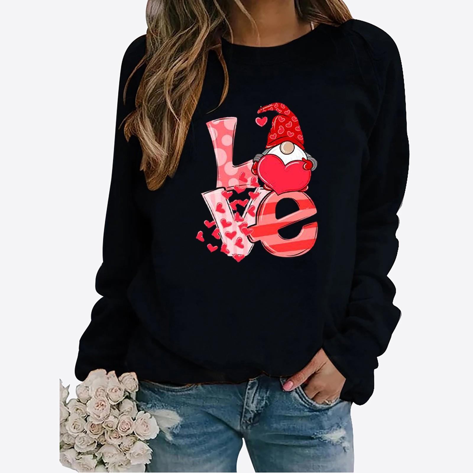 

Женская имитация модной футболки с длинными рукавами и принтом ко Дню святого Валентина XXL чёрный