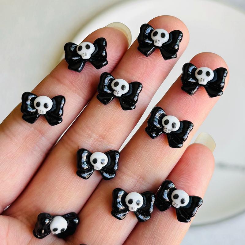 

20 Pcs New Cute Cartoon Gothic Style Halloween Skull Bow Tie Resin Flat Back Scrapbook Diy Jewelry Manicure Decor Crafts A92