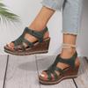 Women's Summer New Plus Size Fish Mouth Velcro Wedge Sandals Women's Fashion Platform Rhinestone Sandals