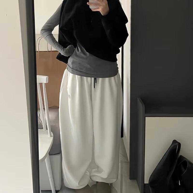 Women Baggy Wide Leg Sweatpants Elastic Drawstring Waist Loose Streetwear Trousers Female Casual Oversized Sports Pants