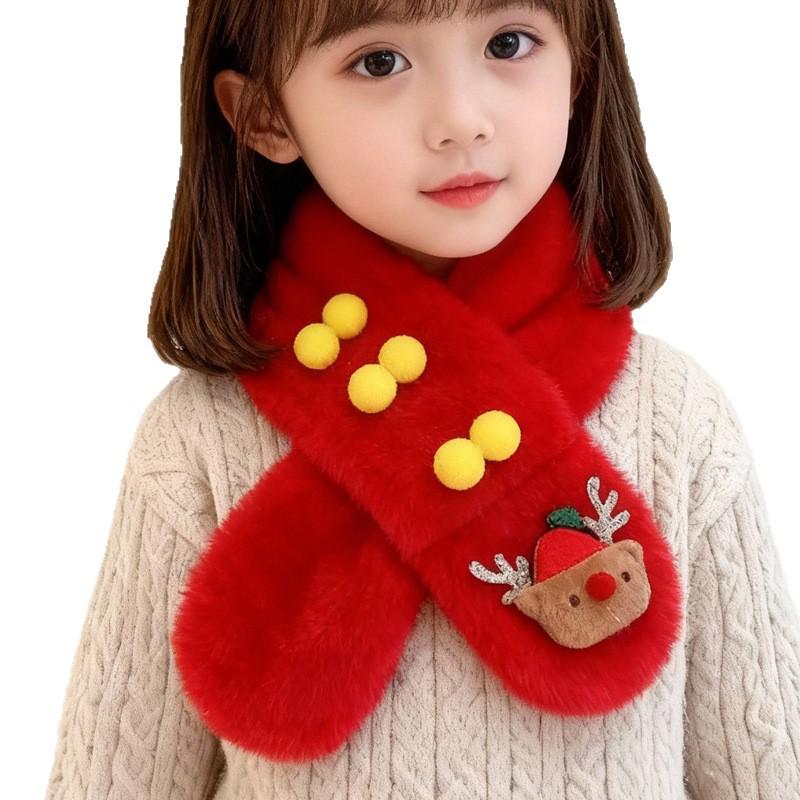Sciarpa di Peluche Natalizia Invernale: Scaldacollo Carino in Pelliccia Sintetica a Cartoni Animati per Bambini