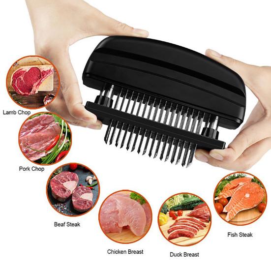 Manual Meat Tenderizer with 48 Needles Stainless Steel Meat Tenderizer Tool Beef Chicken Pork Meat Marinating Tool Kitchen Gadget