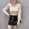 Women's Spring and Autumn Long Sleeve Puff Sleeve Bottoming Shirt Round Neck Slim Top