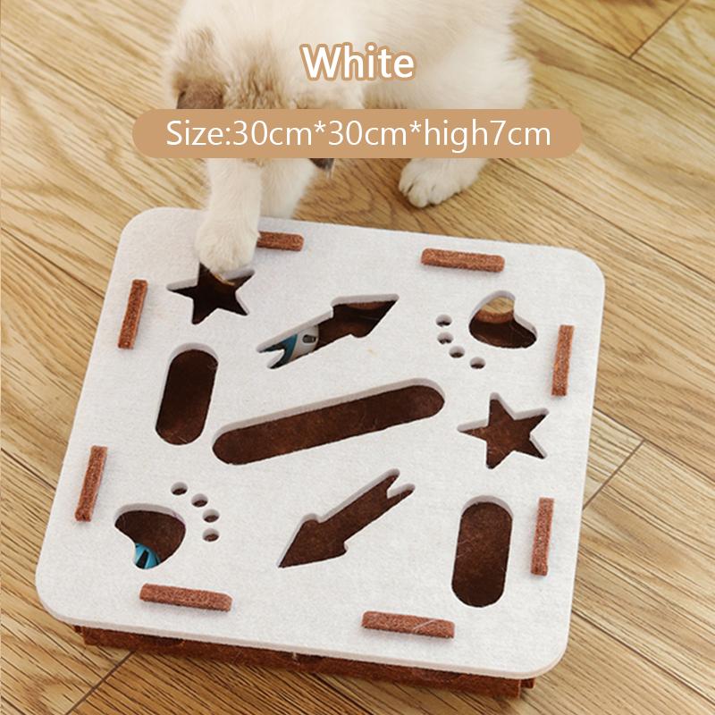 Booteely Cat Puzzle Toy Felt Puzzle Box Cat Exercise Toy with Ball Indoor Sports Entertainment Hunting Cat Toys for Indoor Cats