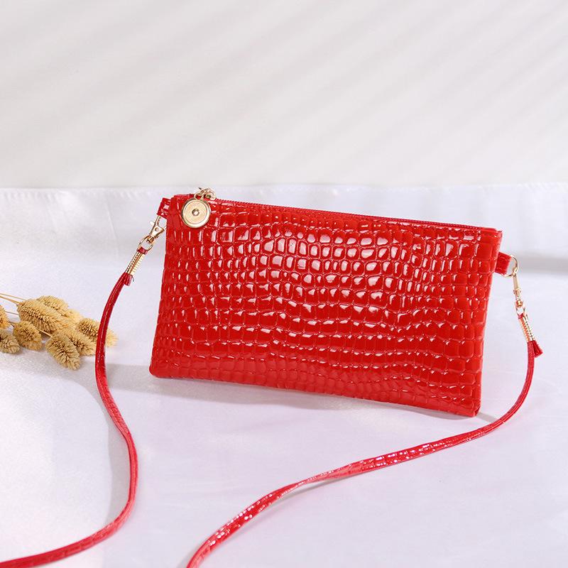 Patent Leather Bag Trendy Shoulder Bag  Women's Japanese and Korean Coin Bag  Crocodile Pattern Crossbody Bag  Mobile Phone Coin Wallet