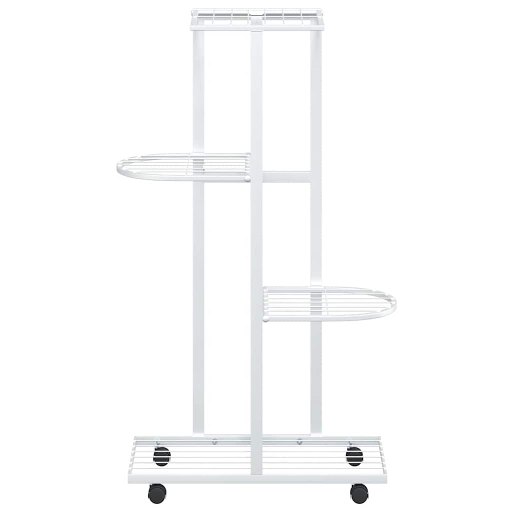 Vidaxl Kwietnik Z 4 Półkami I Kółkami, 44X23X80 Cm, Biały, Żelazny